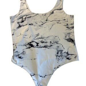 Express Body Contour Bodysuit Thong Marble Color XL Used